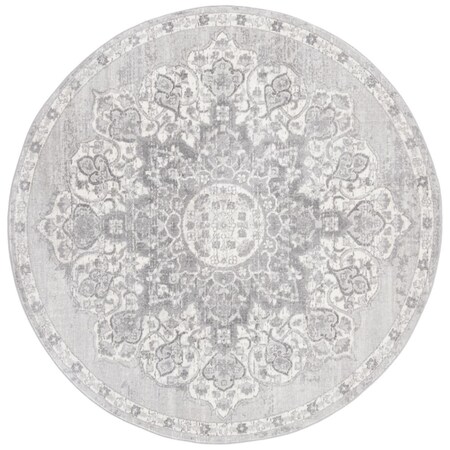 Safavieh 5 x 5 ft. Brentwood Power Loomed Round Area Rug; Grey & Ivory BNT802F-5R